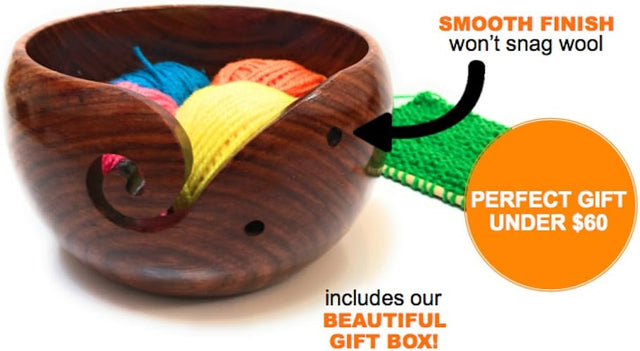 Premium Wooden Yarn Bowl For Knitting And Crochet, Large Size 7 inches by 4 inches, Durable and Portable Yarn Storage for Knitters