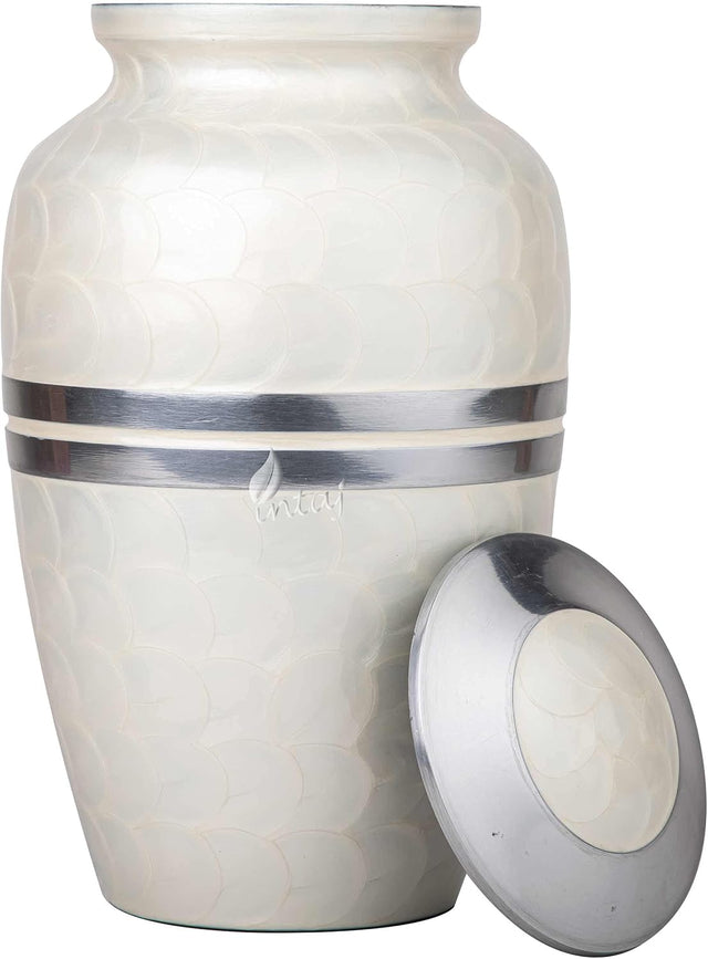 Handcrafted Cremation Urn – Daisy White Design – Suitable for Adult Men & Women, Mom & Dad – 250lbs Capacity