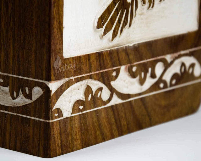 Handcarved Wooden Cremation Urn – Antique Rosewood Design – Suitable for Adult Men & Women, Mom & Dad – 118 Cu/in Capacity