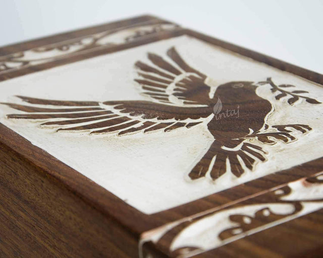 Handcarved Wooden Cremation Urn – Antique Rosewood Design – Suitable for Adult Men & Women, Mom & Dad – 118 Cu/in Capacity