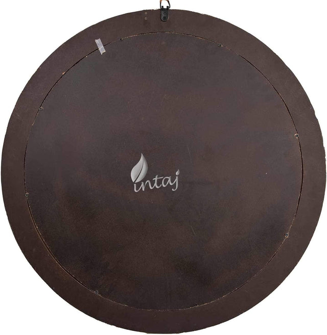 Rustic Wall Mirror - Decorative Wall Mount Round Large Wall Hanging Mirror for Living Room Bathroom Bedroom Farmhouse Entry Wall Decor (Rustic White, 30" Dia)