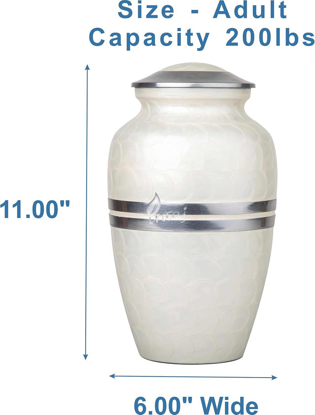 Handcrafted Cremation Urn – Daisy White Design – Suitable for Adult Men & Women, Mom & Dad – 250lbs Capacity
