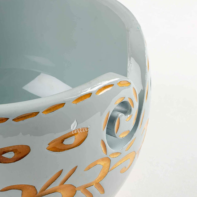 Handcrafted Wooden Yarn Bowl – Rosewood Design – Suitable for Knitting & Crocheting, Ideal for Gifts – Large Size (6x4), Beige