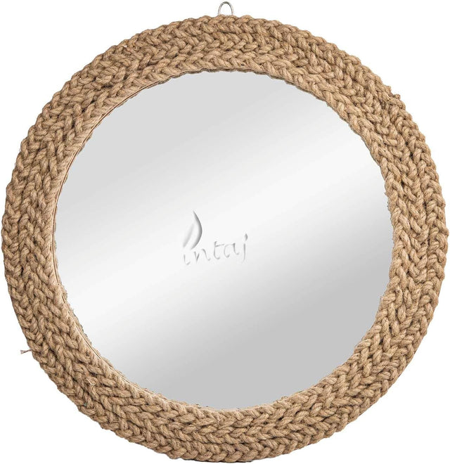 Rustic Wall Mirror - Decorative Wall Mount Round Large Wall Hanging Mirror for Living Room Bathroom Bedroom Farmhouse Entry Wall Decor (Rustic Brown, 30" Dia)