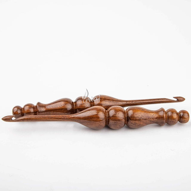 Handmade Wooden Crochet Hook - Rosewood Needle Crochet Hooks Set - Yarn Craft Knitting Needle for Chrocheting Lace Doilies Flower Projects (09.00 mm, Ergonomic Turned Rosewood)