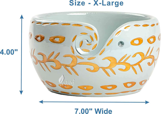 Handcrafted Rosewood Yarn Bowl – Large Wooden Yarn Holder for Knitting & Crocheting – Perfect for Mothers Day & Christmas Gifts – X-Large Size (7x4), Beige