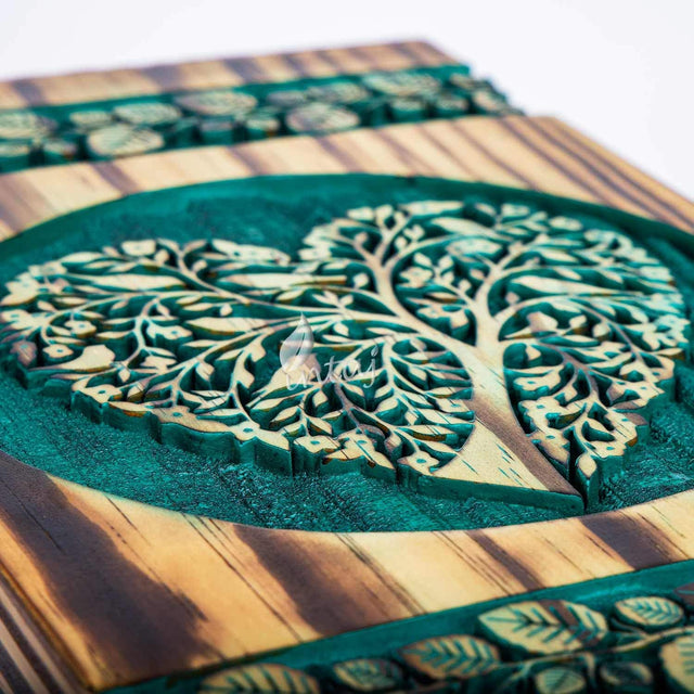 Handmade Rosewood Urn – Heart Pine Tree of Life – Suitable for Adult & Dog Ashes – Small (8Hx4.75W, 115 Cu/in)