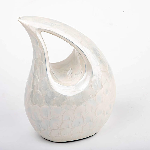 Handcrafted Cremation Urn – Diamond Cut White Daisy Design – Suitable for Adult Men & Women, Mom & Dad – 200lbs Capacity