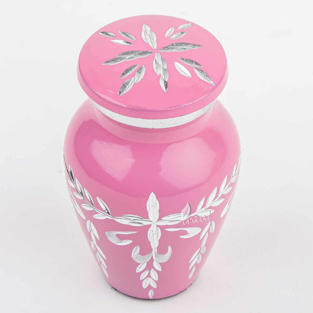 Handcrafted Diamond Cut Cremation Urn – Blush Flamingo Finish – Suitable for Adult Men & Women, Mom & Dad – Small Set of 1