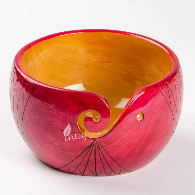 Handmade Large Wooden Yarn Bowl for Knitting Crochet Perfect Yarn Holder Rosewood Bowl for Mothers Day Christmas Gift (X-Large - 7x4, Pink Stripes)
