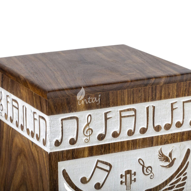 Handcrafted Wooden Cremation Urn – Guitar Wings of Angel – Suitable for Men, Women, Mom & Dad – 250lbs