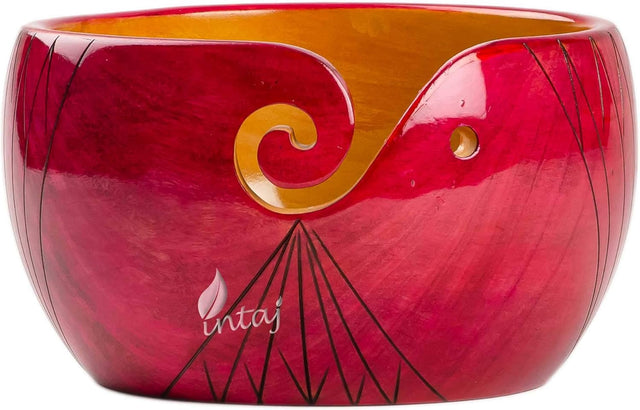 Handmade Large Wooden Yarn Bowl for Knitting Crochet Perfect Yarn Holder Rosewood Bowl for Mothers Day Christmas Gift (Large - 6x4, Pink Stripes)
