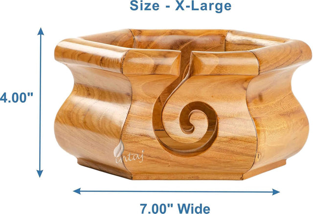 Handmade Large Wooden Yarn Bowl for Knitting Crochet Perfect Yarn Holder Rosewood Bowl for Mothers Day Christmas Gift (X-Large - 7x4, Caramel Hexagon)