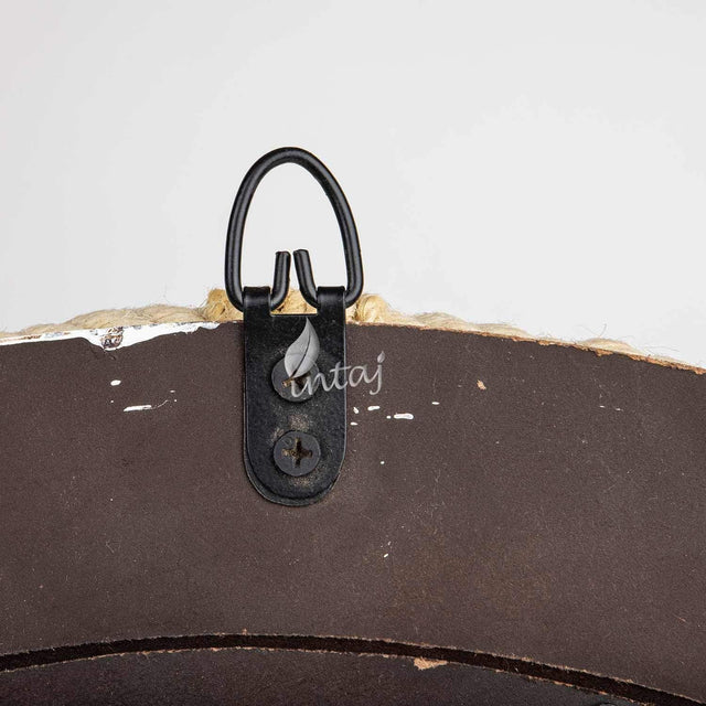 Rustic Wall Mirror - Decorative Wall Mount Round Large Wall Hanging Mirror for Living Room Bathroom Bedroom Farmhouse Entry Wall Decor (Rustic White, 30" Dia)