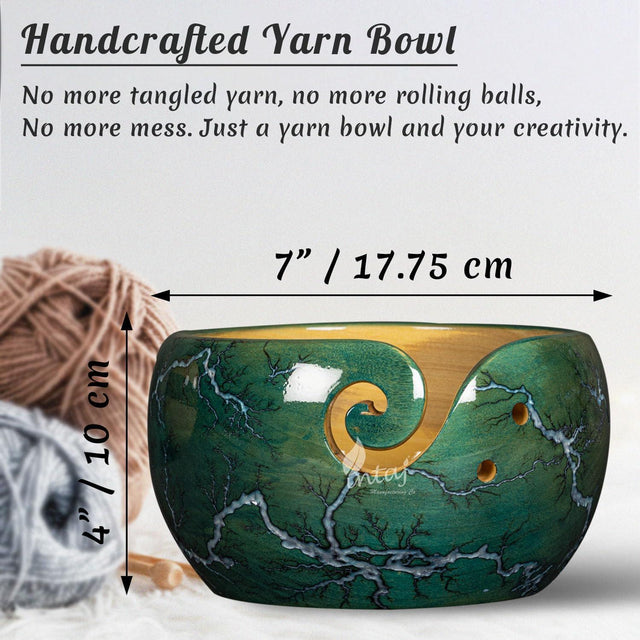 Handcrafted Wooden Yarn Bowl – Rosewood Design – Suitable for Knitting & Crocheting – Perfect for Women, and Gift Giving – Large Capacity