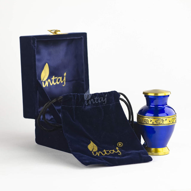 Handcrafted Keepsake Cremation Urn – Golden Dove on Purple Design – Suitable for Adult Men & Women – Mini Size (1 Unit)