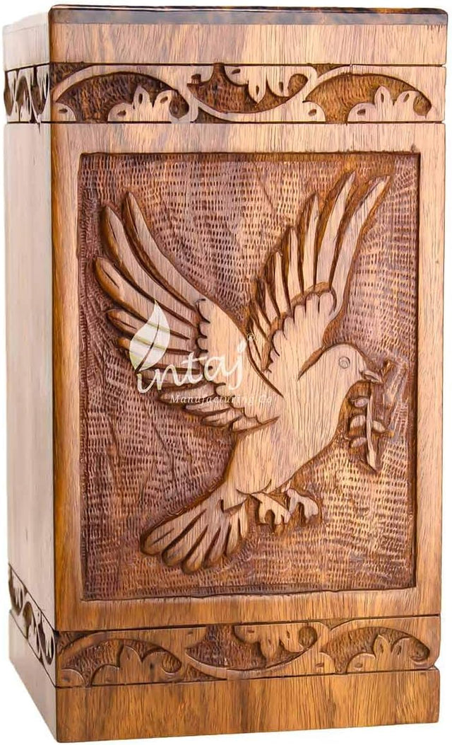 Handcarved Wooden Cremation Urn – Rosewood Design – Suitable for Adult Men & Women, Mom & Dad – 115 Cu/in Capacity