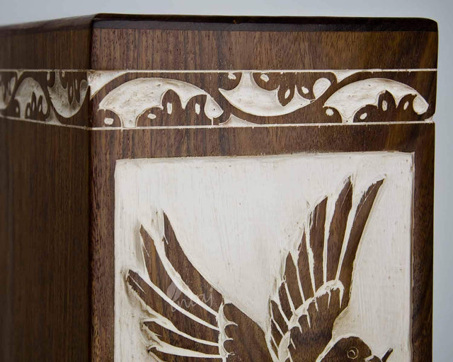 Handcarved Wooden Cremation Urn – Antique Rosewood Design – Suitable for Adult Men & Women, Mom & Dad – 118 Cu/in Capacity
