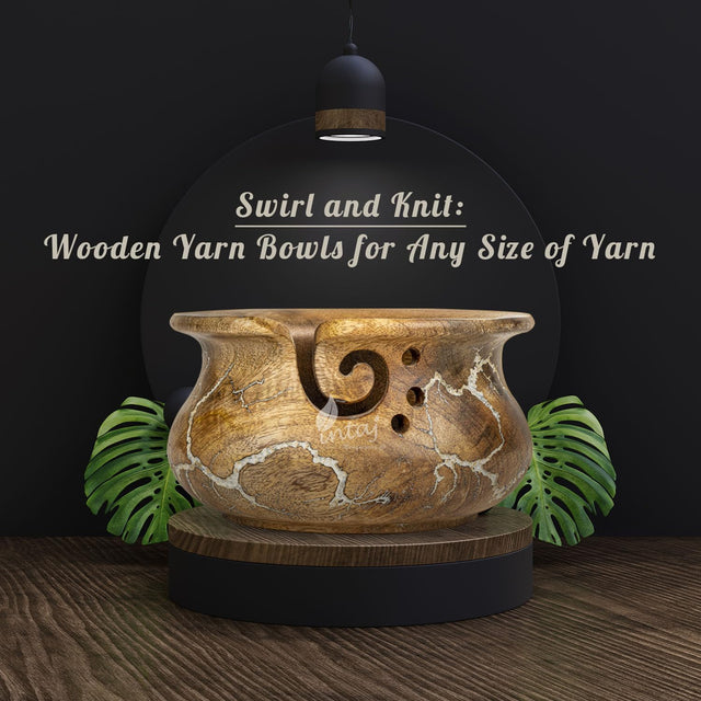 Handcrafted Wooden Yarn Bowl – Mango Wood, Ideal for Knitting & Crocheting – Perfect Gift for Yarn Lovers – X-Large (7" Dia x 4" H)