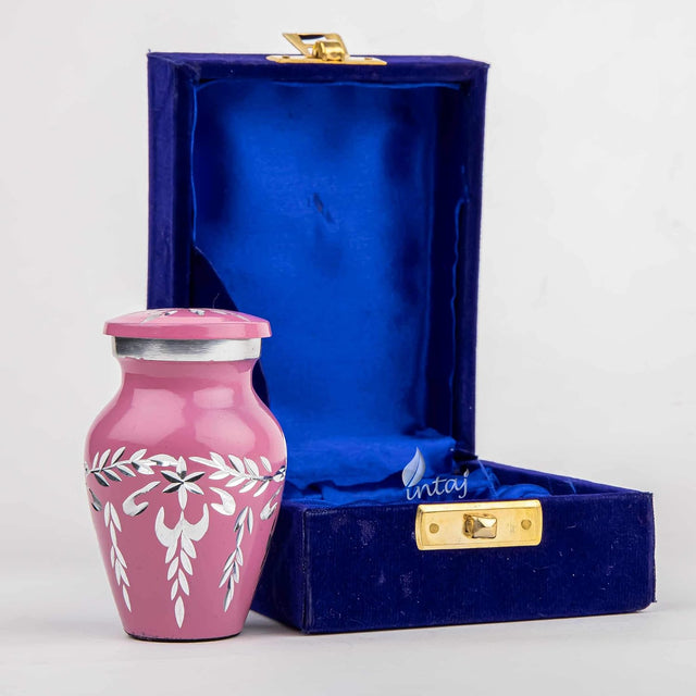 Handcrafted Diamond Cut Cremation Urn – Blush Flamingo Finish – Suitable for Adult Men & Women, Mom & Dad – Small Set of 1