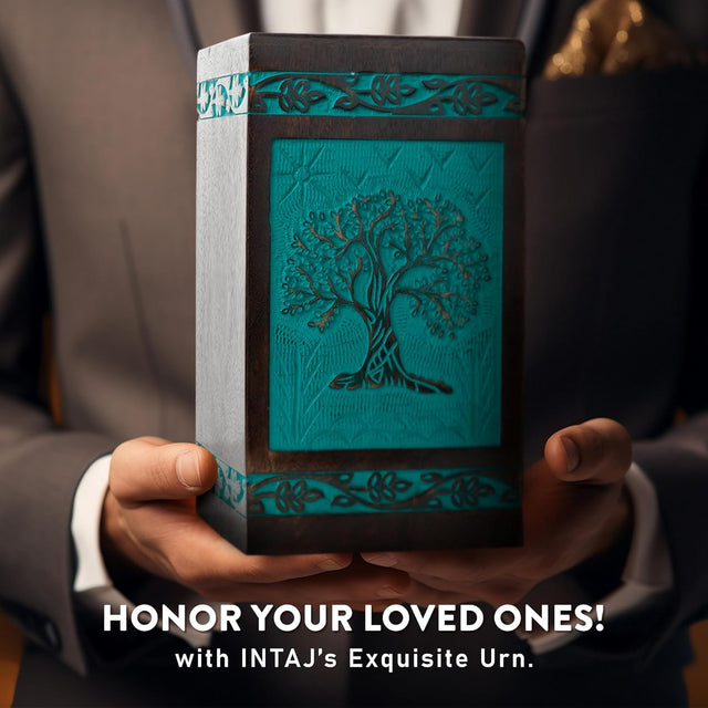 Handcarved Wooden Cremation Urn – Tree of Life Design – Suitable for Adult Men & Women, Mom & Dad – 250lbs Capacity