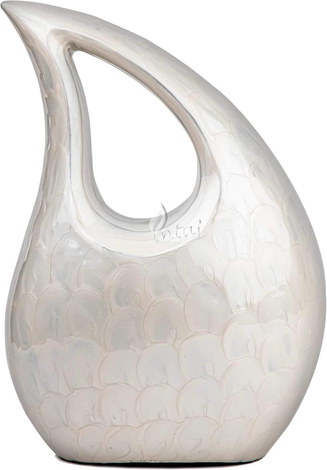 Handcrafted Cremation Urn – Diamond Cut White Daisy Design – Suitable for Adult Men & Women, Mom & Dad – 200lbs Capacity