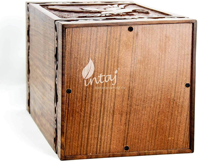 Handcarved Wooden Cremation Urn – Rosewood Design – Suitable for Adult Men & Women, Mom & Dad – 115 Cu/in Capacity