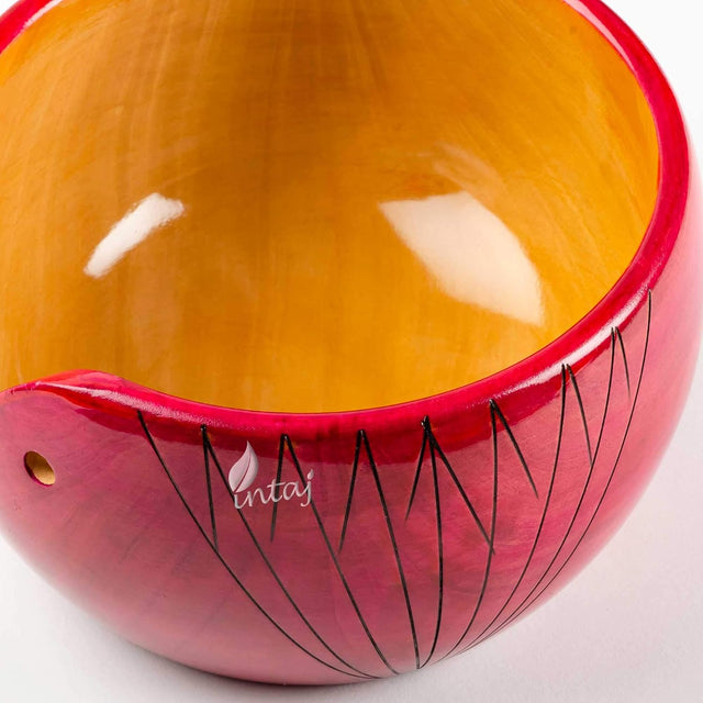 Handmade Large Wooden Yarn Bowl for Knitting Crochet Perfect Yarn Holder Rosewood Bowl for Mothers Day Christmas Gift (X-Large - 7x4, Pink Stripes)