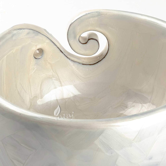 Handmade Large Wooden Yarn Bowl for Knitting Crochet Perfect Yarn Holder Rosewood Bowl for Mothers Day Christmas Gift (X-Large - 7x4, White Patch)