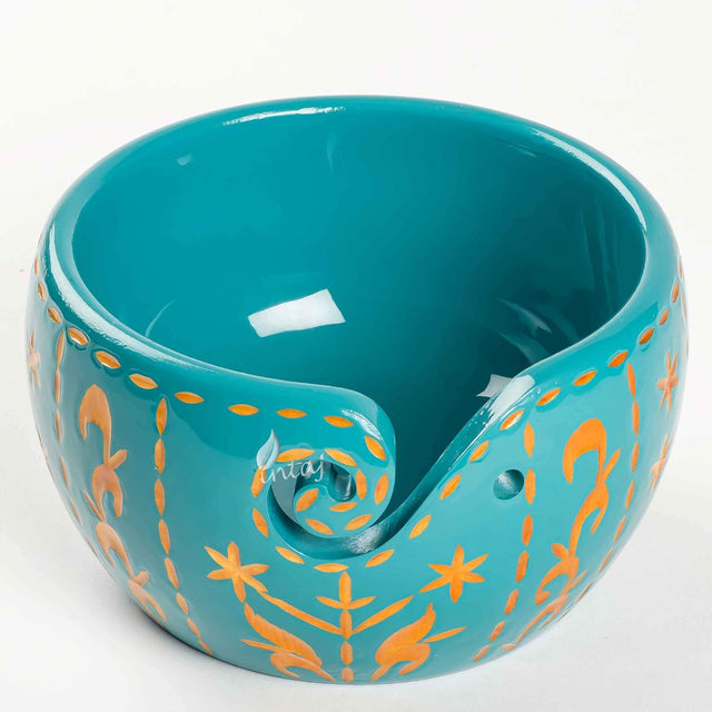 Handmade Large Wooden Yarn Bowl for Knitting Crochet Perfect Yarn Holder Rosewood Bowl for Mothers Day Christmas Gift (Large - 6x4, Pine Green)