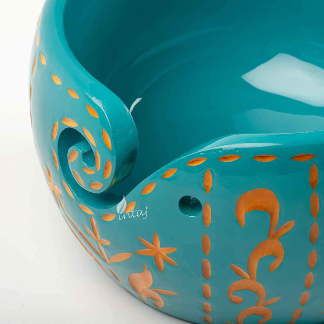 Handmade Large Wooden Yarn Bowl for Knitting Crochet Perfect Yarn Holder Rosewood Bowl for Mothers Day Christmas Gift (Large - 6x4, Pine Green)