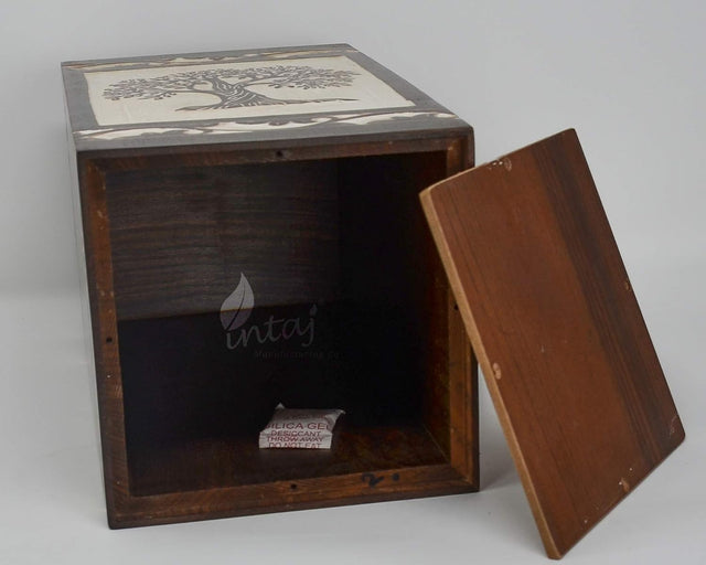 Handcarved Wooden Cremation Urn – Celtic Knot Tree of Life – Suitable for Adult Men & Women, Mom & Dad – 150 Cu/in Capacity