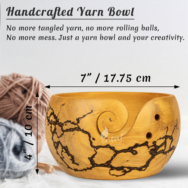 Handcrafted Wooden Yarn Bowl – Rosewood Design – Suitable for Knitting & Crocheting – Perfect for Women, and Gift Giving – Large Capacity