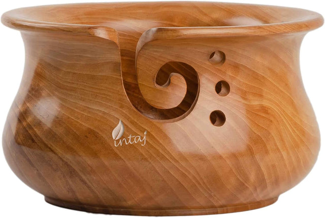 Rosewood Yarn Bowl - Yarn Knitting Bowl Handcrafted - Christmas Gift - Wooden Yarn Bowl for Knitting and Crocheting (X-Large - 7x4, Turned Caramel)