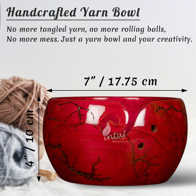 Handcrafted Wooden Yarn Bowl – Rosewood Design – Suitable for Knitting & Crocheting – Perfect Gift for Mothers Day & Christmas – Large Size