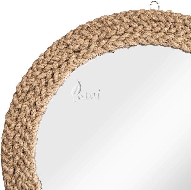 Rustic Wall Mirror - Decorative Wall Mount Round Large Wall Hanging Mirror for Living Room Bathroom Bedroom Farmhouse Entry Wall Decor (Rustic Brown, 30" Dia)