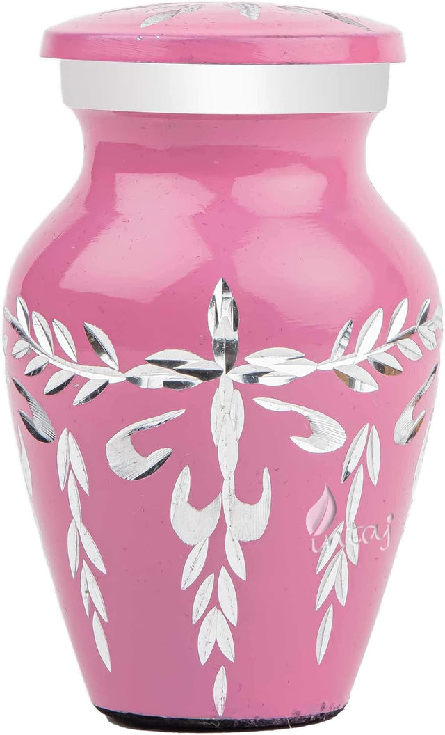 Handcrafted Diamond Cut Cremation Urn – Blush Flamingo Finish – Suitable for Adult Men & Women, Mom & Dad – Small Set of 1