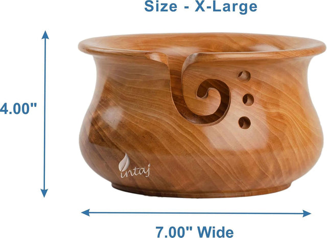 Rosewood Yarn Bowl - Yarn Knitting Bowl Handcrafted - Christmas Gift - Wooden Yarn Bowl for Knitting and Crocheting (X-Large - 7x4, Turned Caramel)