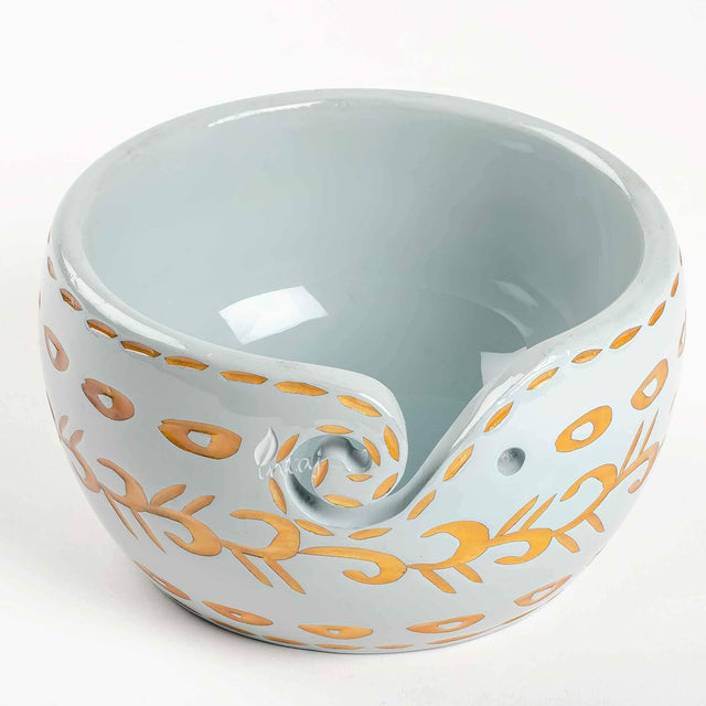 Handcrafted Wooden Yarn Bowl – Rosewood Design – Suitable for Knitting & Crocheting, Ideal for Gifts – Large Size (X-Large 7x4), Beige