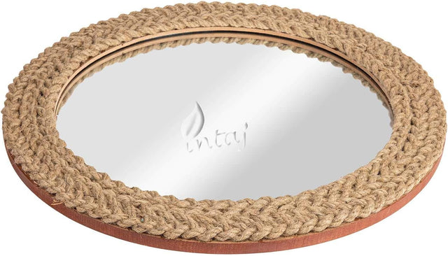 Rustic Wall Mirror - Decorative Wall Mount Round Large Wall Hanging Mirror for Living Room Bathroom Bedroom Farmhouse Entry Wall Decor (Rustic Brown, 30" Dia)