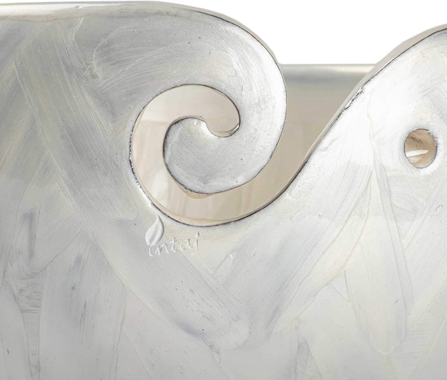 Handmade Large Wooden Yarn Bowl for Knitting Crochet Perfect Yarn Holder Rosewood Bowl for Mothers Day Christmas Gift (Large - 6x4, White Patch)