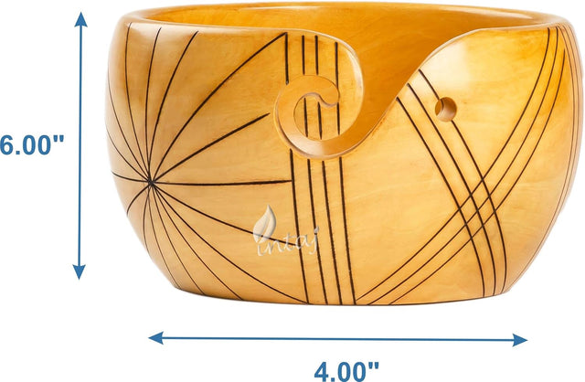 Handmade Large Wooden Yarn Bowl for Knitting Crochet Perfect Yarn Holder Rosewood Bowl for Mothers Day Christmas Gift (Large - 6x4, Stripes)