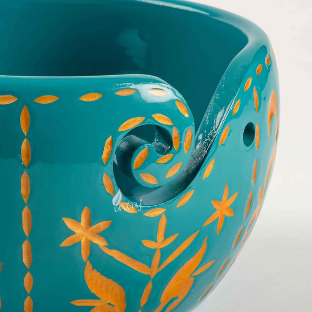 Handmade Large Wooden Yarn Bowl for Knitting Crochet Perfect Yarn Holder Rosewood Bowl for Mothers Day Christmas Gift (Large - 6x4, Pine Green)