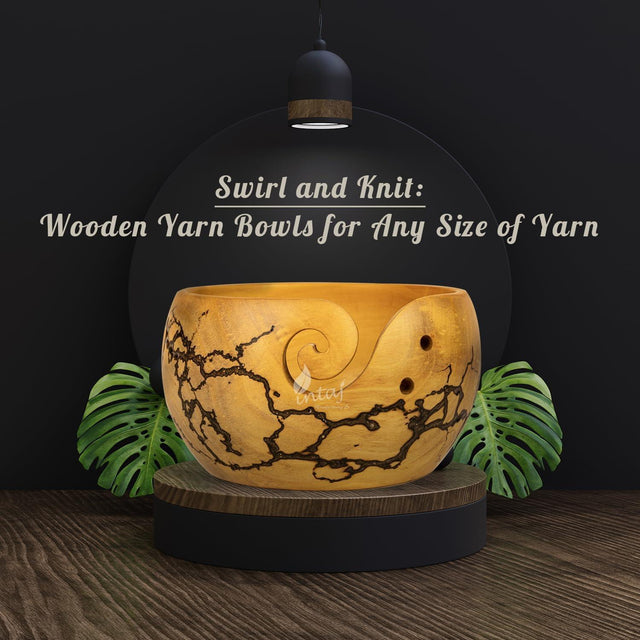 Handcrafted Wooden Yarn Bowl – Rosewood Design – Suitable for Knitting & Crocheting – Perfect for Women, and Gift Giving – Large Capacity