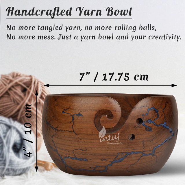 Handcrafted Wooden Yarn Bowl – Rosewood, Perfect for Knitting & Crocheting – Ideal Gift for Mothers Day & Christmas – Large Size