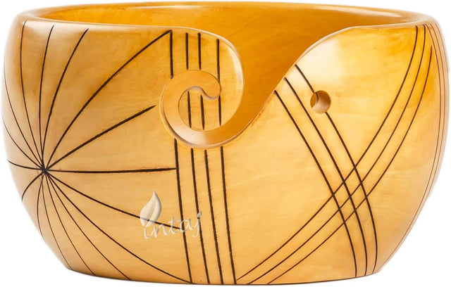 Handmade Large Wooden Yarn Bowl for Knitting Crochet Perfect Yarn Holder Rosewood Bowl for Mothers Day Christmas Gift (X-Large - 7x4, Stripes)