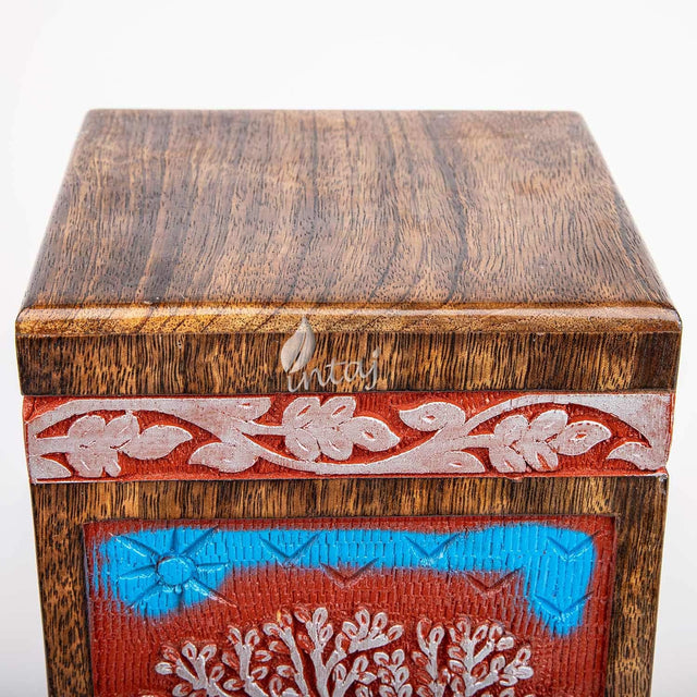 Handcarved Wooden Cremation Urn – Tree of Life Design – Suitable for Adult Men & Women, Mom & Dad, Dogs – 115lbs Capacity