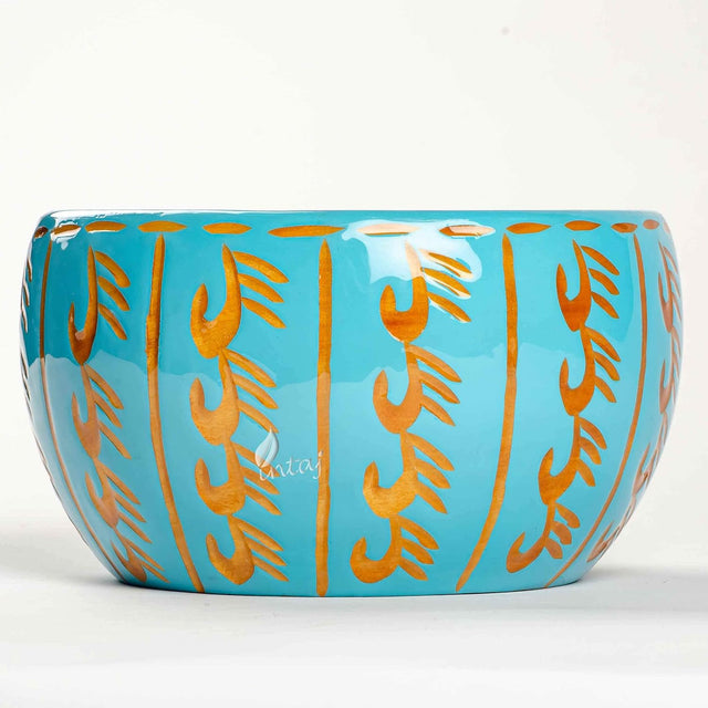 Handmade Large Wooden Yarn Bowl for Knitting Crochet Perfect Yarn Holder Rosewood Bowl for Mothers Day Christmas Gift (Large - 6x4, Sky Blue)