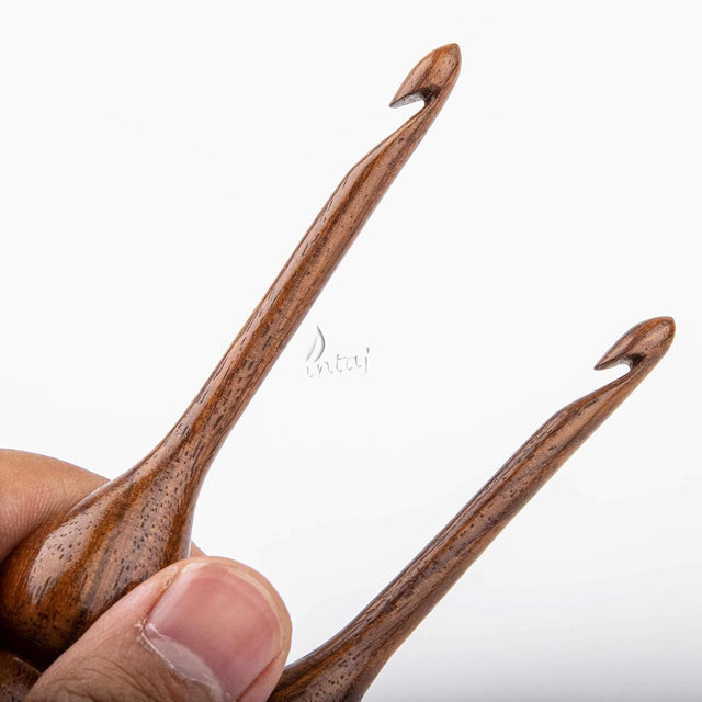 Handmade Wooden Crochet Hook - Rosewood Needle Crochet Hooks Set - Yarn Craft Knitting Needle for Chrocheting Lace Doilies Flower Projects (Set of 10 (7" L), Ergonomic Turned Rosewood)