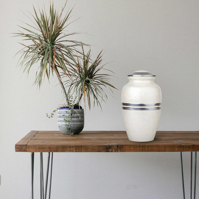 Handcrafted Cremation Urn – Daisy White Design – Suitable for Adult Men & Women, Mom & Dad – 250lbs Capacity